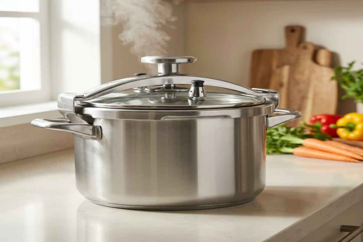 1. Cum se foloseste oala sub presiune_ Ghid complet cu tehnici, sfaturi si secrete pentru gatit rapid si sanatos_Oala sub presiune moderna pe blatul de bucatarie