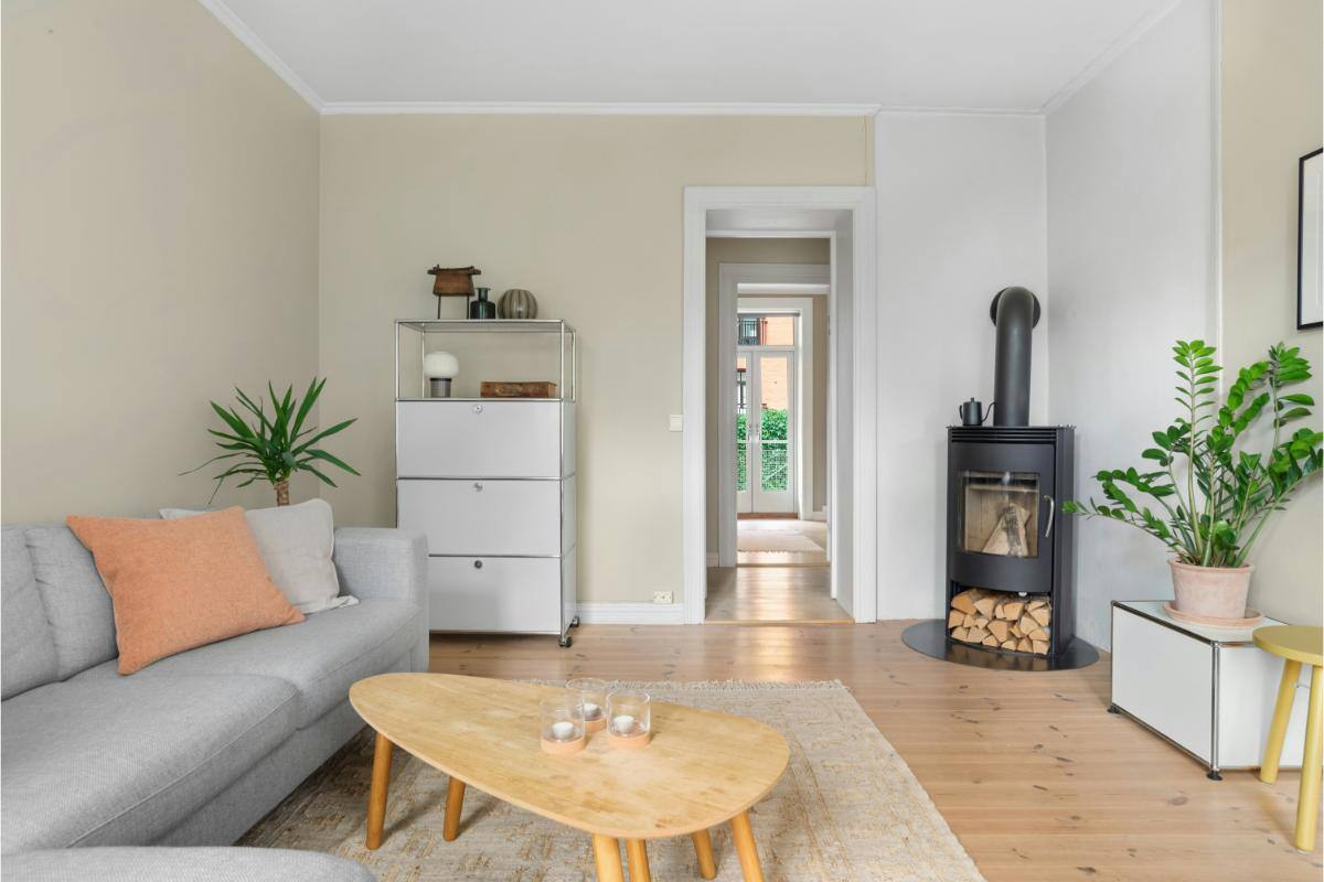 2.3. Constructie semineu pe colt- masa, sofa, covor, dulap, semineu pe colt, plante