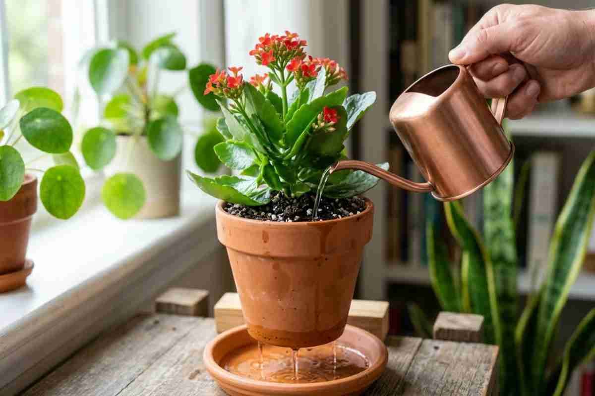 4. Udarea corecta a plantei kalanchoe_Tehnica corecta de udare a Kalanchoe cu drenaj vizibil