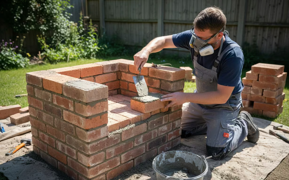 Zidirea focarului din caramida refractara cu mortar termorezistent
