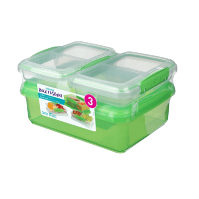 pachet-3-cutii-depozitare-alimente-plastic-verde-sistema-back-to-school-2l-2-x-350-ml